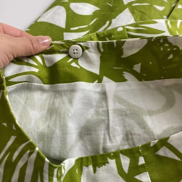 Leaf print maximalist  green white Lane Bryant pencil 100% cotton skirt 1X - Picture 6 of 11